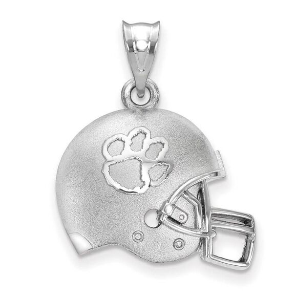 Sterling Silver Clemson U 3D Football Helmet w Logo Pendant - Picture 1 of 3